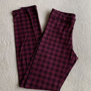 Buffalo burgundy black checkered plaid leggings pants size small